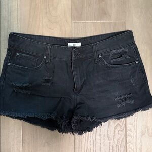 bp Black Distressed Denim Cutoff Shorts with Frayed Hem